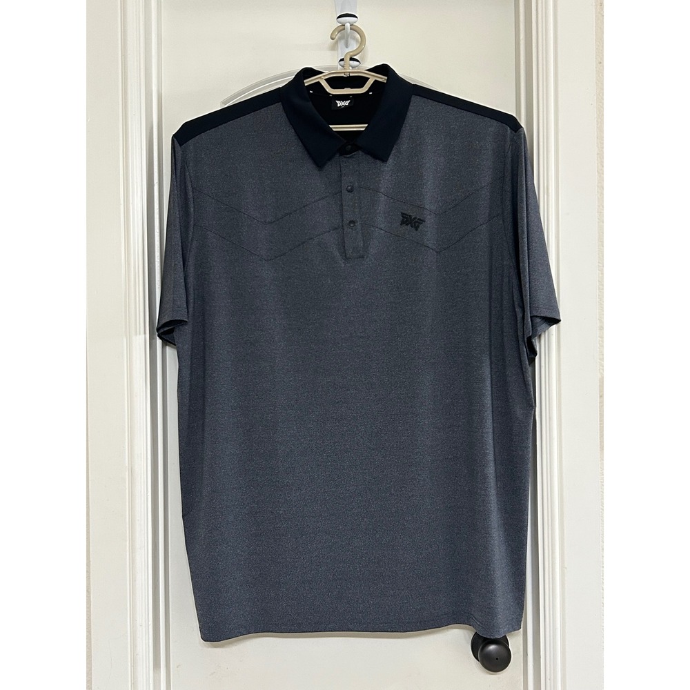 PXG Golf Polo Shirt Mens 2XL Gray‎ Black Short Sleeve Athletic